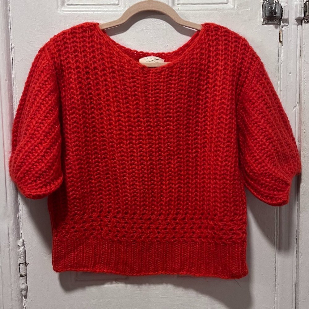 Adorable + Chic Sezane Mohair + Alpaca Sweater in Tomato Red